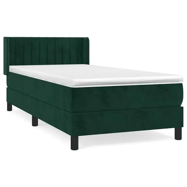 vidaXL Ramsäng med madrass mörkgrön 90x200 cm sammet Säker betalning