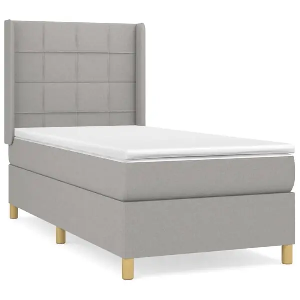 vidaXL Ramsäng med madrass ljusgrå 80x200 cm tyg Snabb leverans