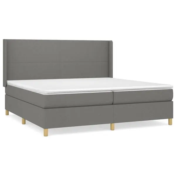 Premium vidaXL Ramsäng med madrass mörkgrå 200x200 cm tyg