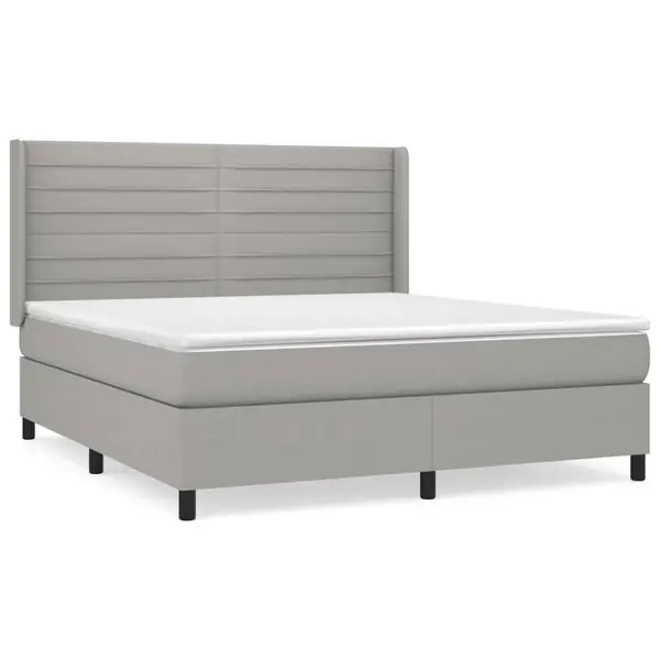 vidaXL Ramsäng med madrass ljusgrå 160x200 cm tyg Säker betalning