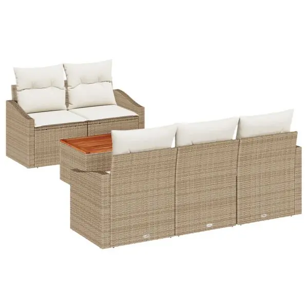 vidaXL Trädgårdsoffset 6 pcs Beige och gräddfärgad konstrotting Begränsat erbjudande