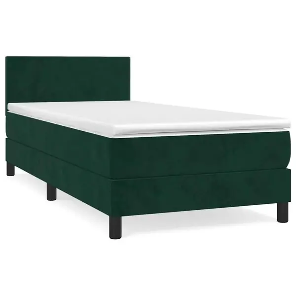 vidaXL Ramsäng med madrass mörkgrön 90x190 cm sammet Populär