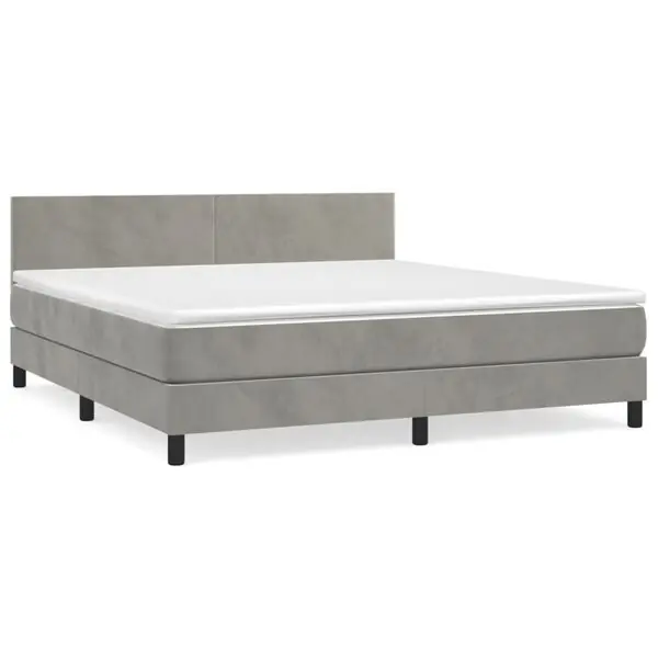 vidaXL Ramsäng med madrass ljusgrå 160x200 cm sammet Begränsat antal
