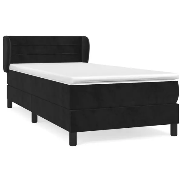 vidaXL Ramsäng med madrass svart 90x200 cm sammet Lågt pris