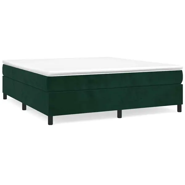 Endast denna vecka vidaXL Ramsäng med madrass mörkgrön 180x200 cm sammet