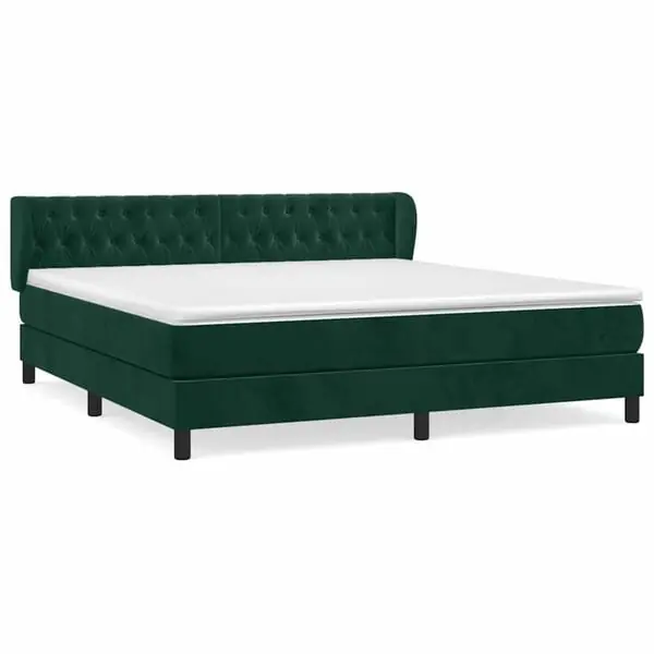 vidaXL Ramsäng med madrass mörkgrön 180x200 cm sammet Billigare