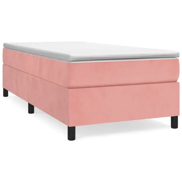 vidaXL Ramsäng med madrass rosa 90x200 cm sammet Snabb frakt