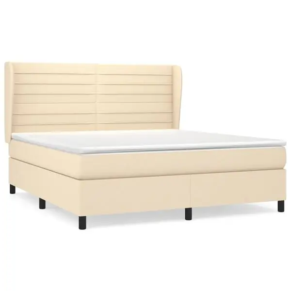 Fynd vidaXL Ramsäng med madrass gräddvit 160x200 cm tyg