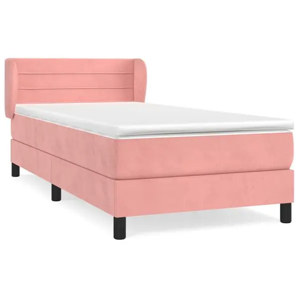 vidaXL Ramsäng med madrass rosa 100x200 cm sammet risnedsättning
