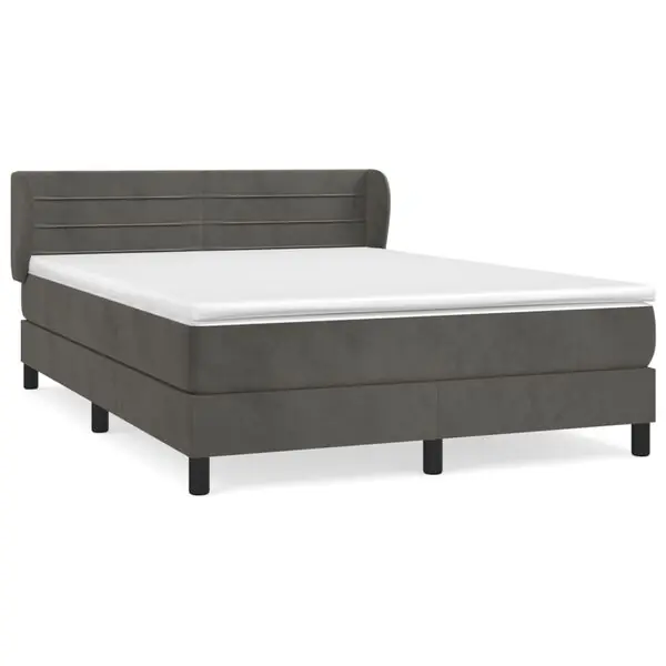 vidaXL Ramsäng med madrass mörkgrå 140x190 cm sammet Reapris