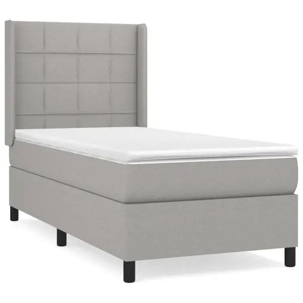 vidaXL Ramsäng med madrass ljusgrå 90x190 cm tyg Endast denna vecka