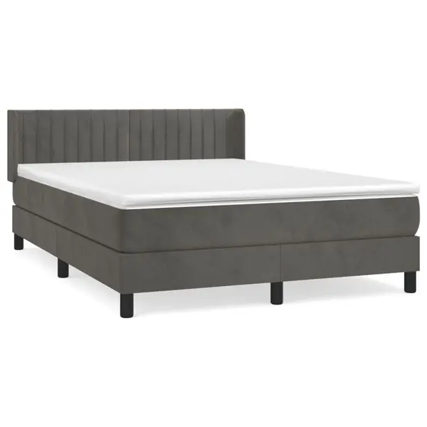 vidaXL Ramsäng med madrass mörkgrå 140x200 cm sammet Trygg betalning