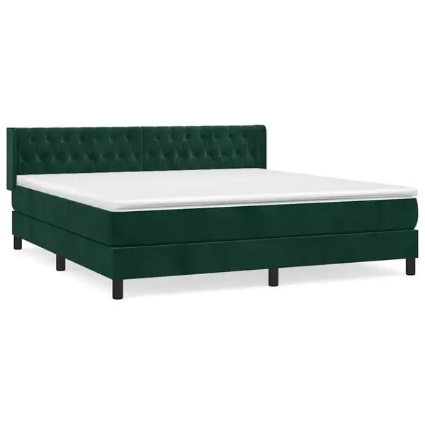 Snabb leverans vidaXL Ramsäng med madrass mörkgrön 180x200 cm sammet