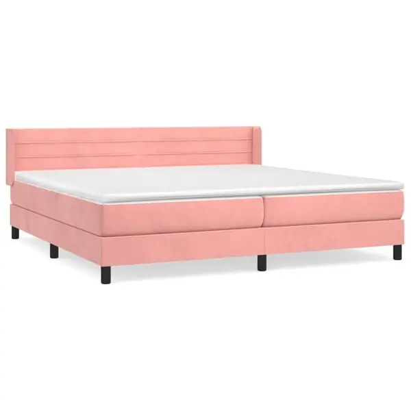 vidaXL Ramsäng med madrass rosa 200x200 cm sammet Endast denna vecka