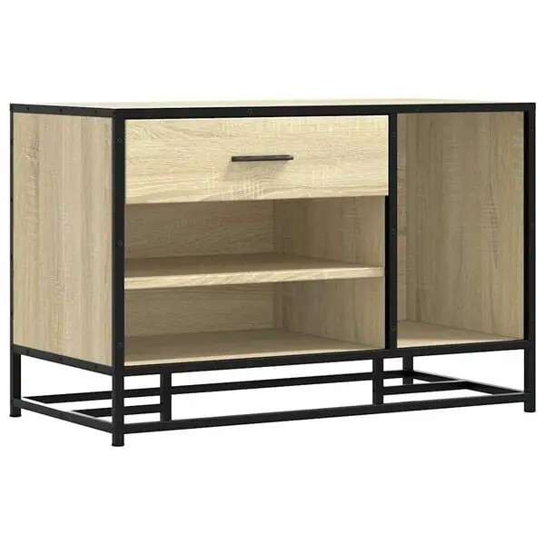 vidaXL Skobänk sonoma-ek 80x40x53,5 cm konstruerat trä och metall risnedsättning