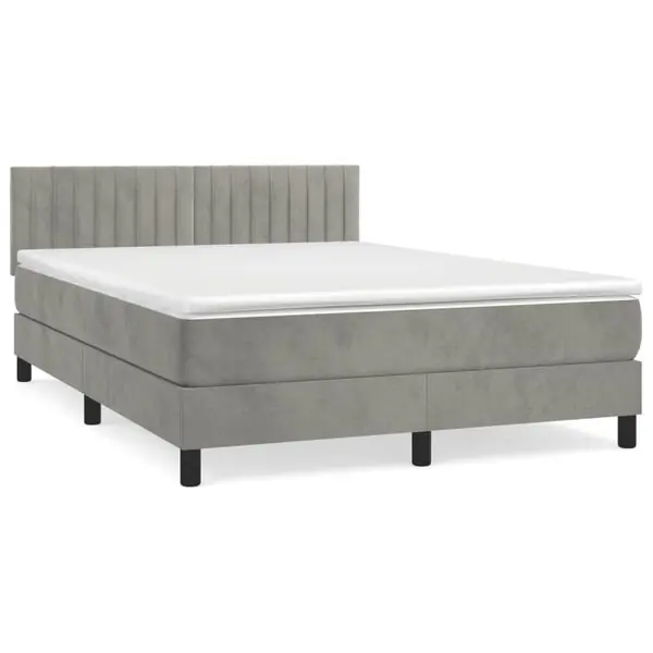 vidaXL Ramsäng med madrass ljusgrå 140x190 cm sammet Bästa pris