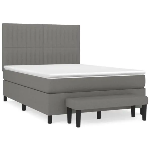 vidaXL Ramsäng med madrass mörkgrå 140x190 cm tyg Beställ nu