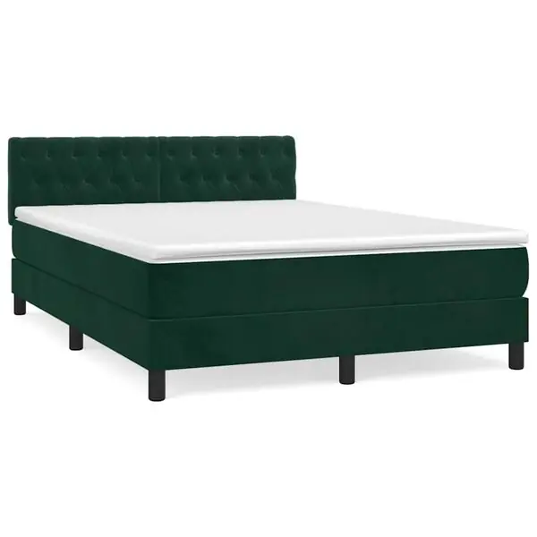 Säker betalning vidaXL Ramsäng med madrass mörkgrön 140x190 cm sammet