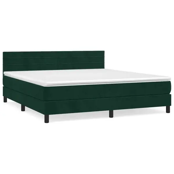 Expressleverans vidaXL Ramsäng med madrass mörkgrön 180x200 cm sammet