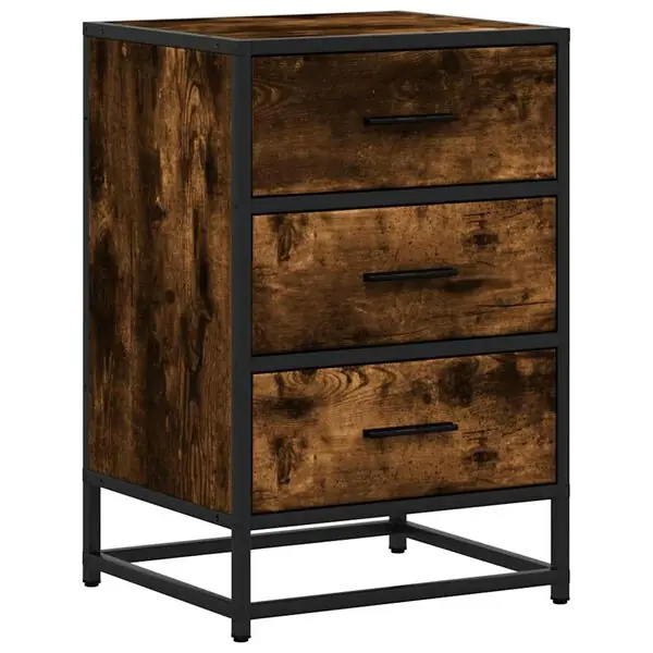 Snabb leverans vidaXL Sängbord rökfärgad ek 40x34,5x60 cm konstruerat trä och metall