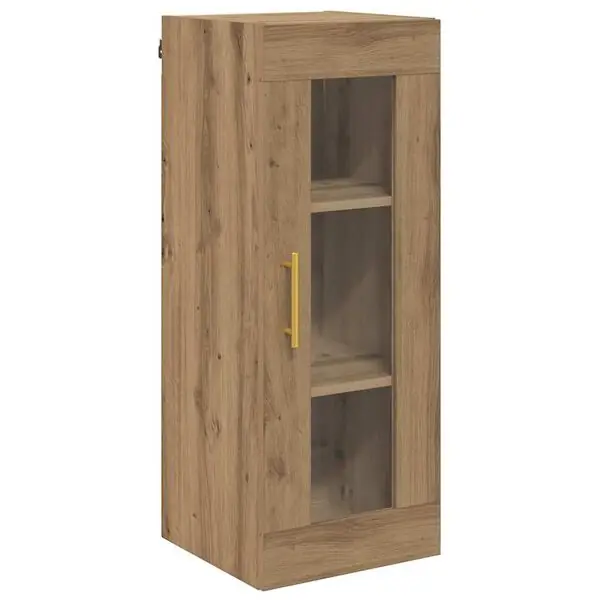 vidaXL Väggskåp Artisan Ek 34,5 x 34 x 90 cm Konstruerat trä och glas Sista chansen