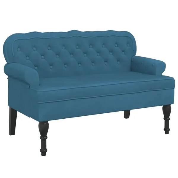 vidaXL Bänk med ryggstöd blå 119,5x64,5x75 cm sammet Expressleverans