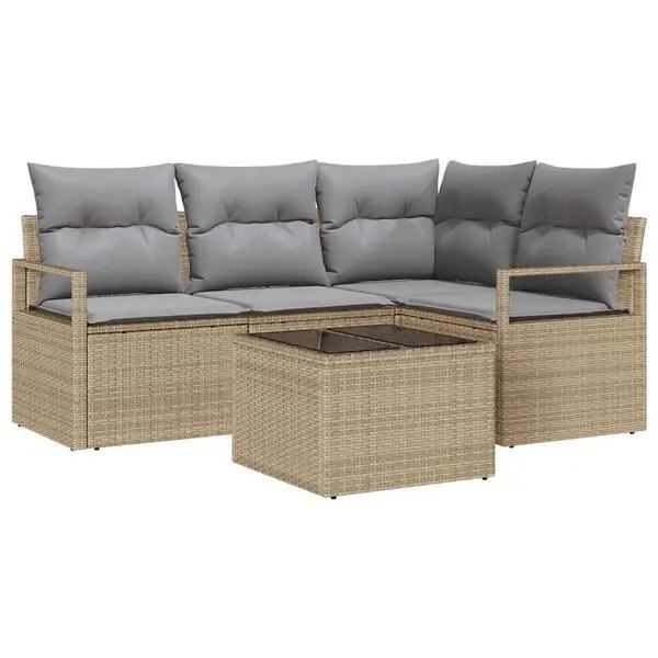 Billigare vidaXL Soffset 5 pcs Beige konstrotting