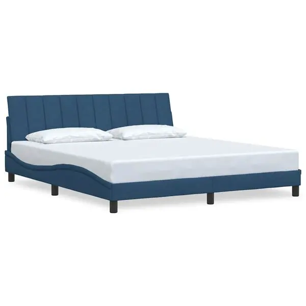 vidaXL Bed Frame without Mattress "Hanko" Blue 180x200 cm Fabric Extra rabatt