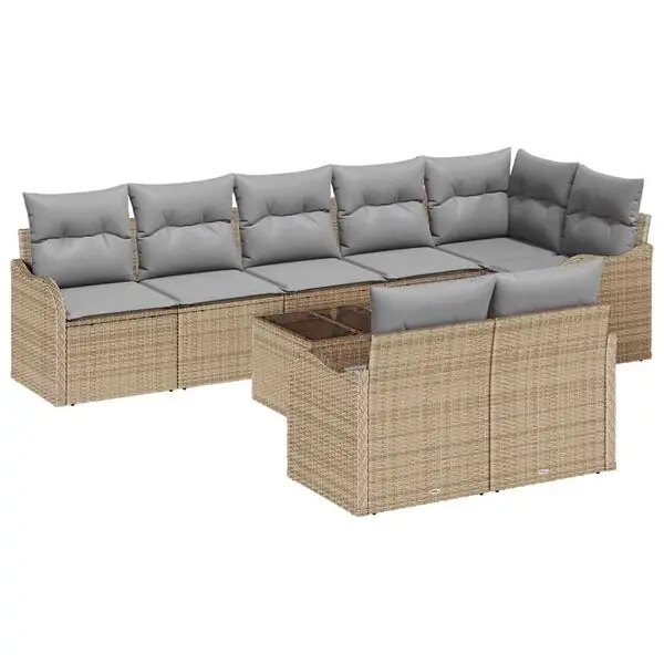 Rabatt vidaXL Trädgårdsoffset 9 pcs Beige konstrotting
