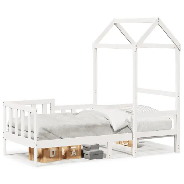 Rea vidaXL Dagbädd med tak vit 80x200 cm massiv furu