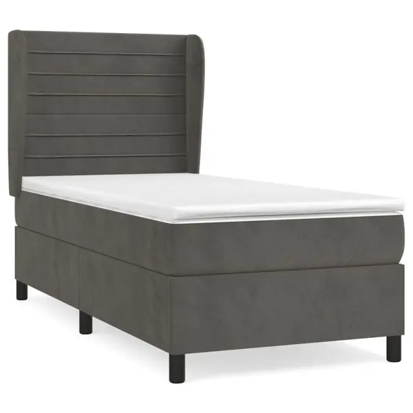 vidaXL Ramsäng med madrass mörkgrå 80x200 cm sammet Outlet