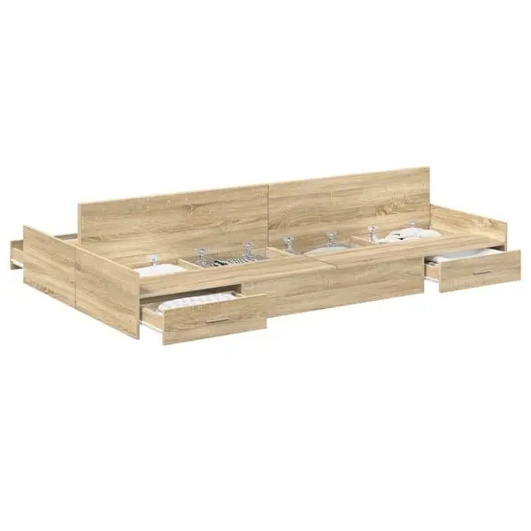 Begränsat erbjudande vidaXL Förvaringssängram Sonoma-ek 120 x 200 cm Konstruerat trä