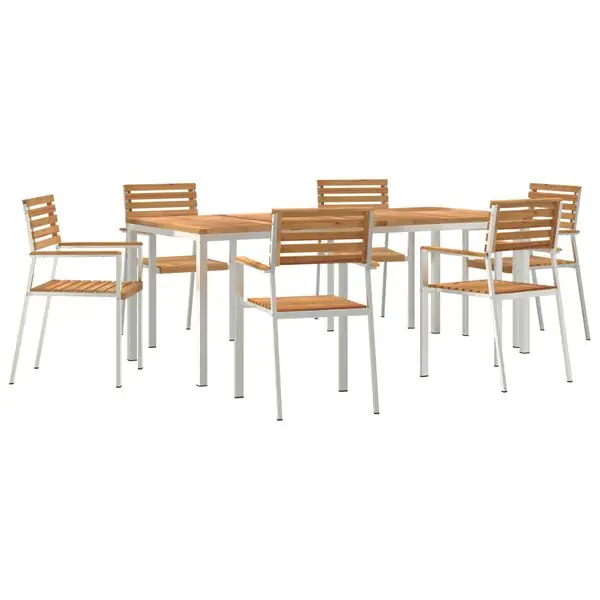 vidaXL Trädgårdsmöbelset 7 pcs Brun Massivt teakträ Populärt val