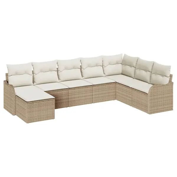 Fri frakt vidaXL Trädgårdsoffset 8 pcs Beige konstrotting