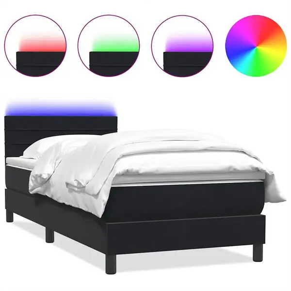 Fynd vidaXL Resårsäng med madrass och LED svart 90x210 cm sammet