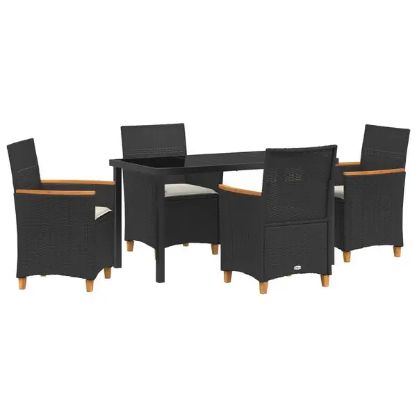 vidaXL Trädgårdsmöbelset 5 pcs Svart konstrotting Fynd