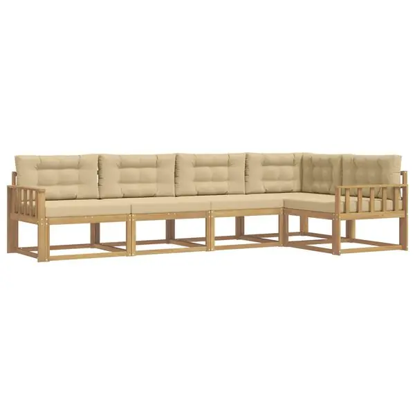 vidaXL Utomhussoffset med kudde 4 pcs Vit och Beige Polyester Nedsatt pris