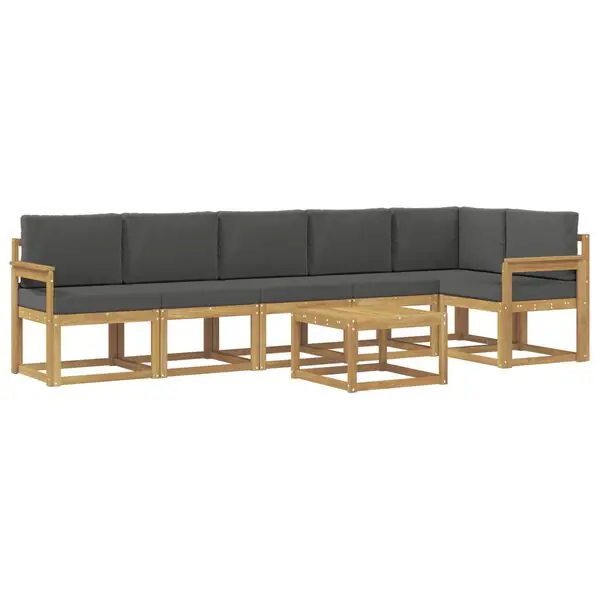 Sänkt pris vidaXL Utomhussoffset med kudde 7 pcs Vit och antracit Polyester