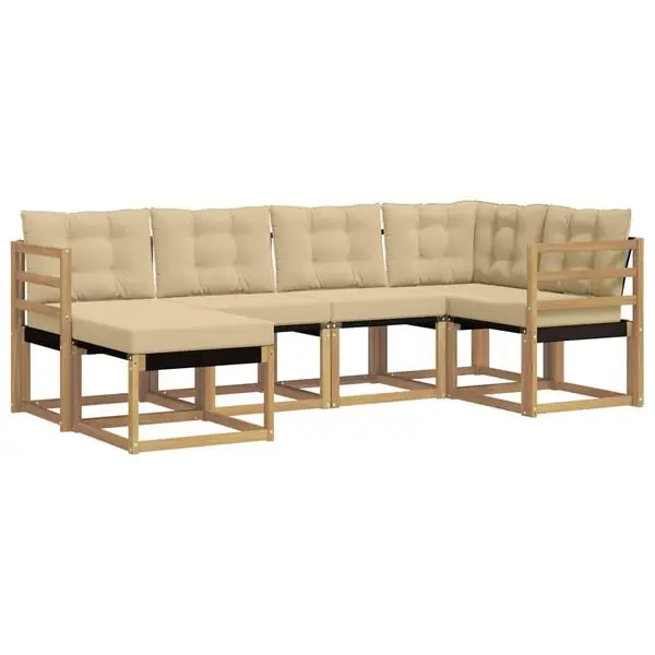 vidaXL Utomhussoffset med kudde 6 pcs Vit och Beige Expressleverans