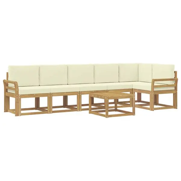 vidaXL Utomhussoffset med kudde 7 pcs Vit och grädde Polyester Reapris