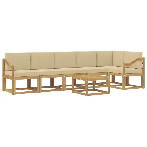 vidaXL Utomhussoffset med kudde 7 pcs Vit och Beige Polyester Lågt pris
