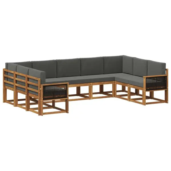 vidaXL Utomhussoffset 9 pcs Naturlig och Antracit Massivt Akaciaträ Begränsat antal