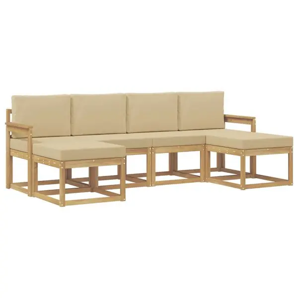 Trygg betalning vidaXL Utomhussoffset med kudde 6 pcs Vit och Beige Polyester