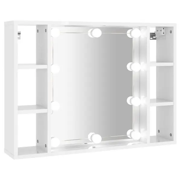 vidaXL Spegelskåp med LED vit högglans 76x15x55 cm Erbjudande
