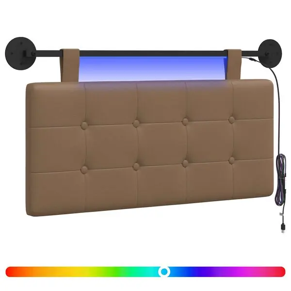 vidaXL Hängande sänggavel Med LED-lampa Cappuccino Konstläder Billigare