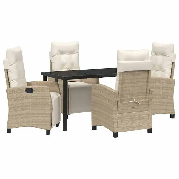 vidaXL Trädgårdsmöbelset med kudde 5 pcs Beige konstrotting Fri frakt