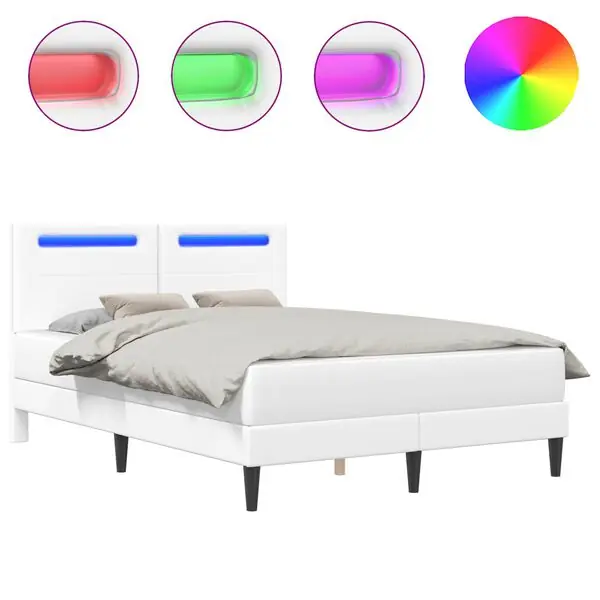 vidaXL Sängram med LED-ljusslingor Vit 120 x 200 cm Konstläder Erbjudandepris