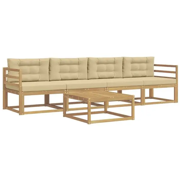 Beställ idag vidaXL Utomhussoffset med kudde 4 pcs Vit och Beige