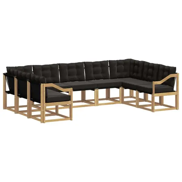 vidaXL Utomhussoffset med kudde 9 pcs Vit och svart Reapris