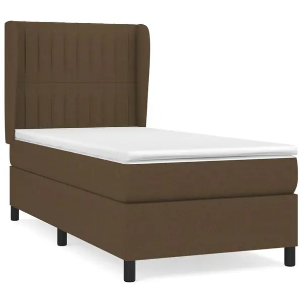 vidaXL Ramsäng med madrass mörkbrun 90x200 cm tyg Expressleverans